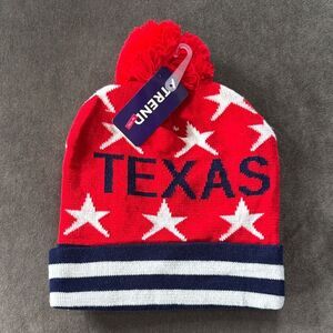 Adult Unisex Red White & Blue Texas Beanie with Stars Stripes One Size NWT